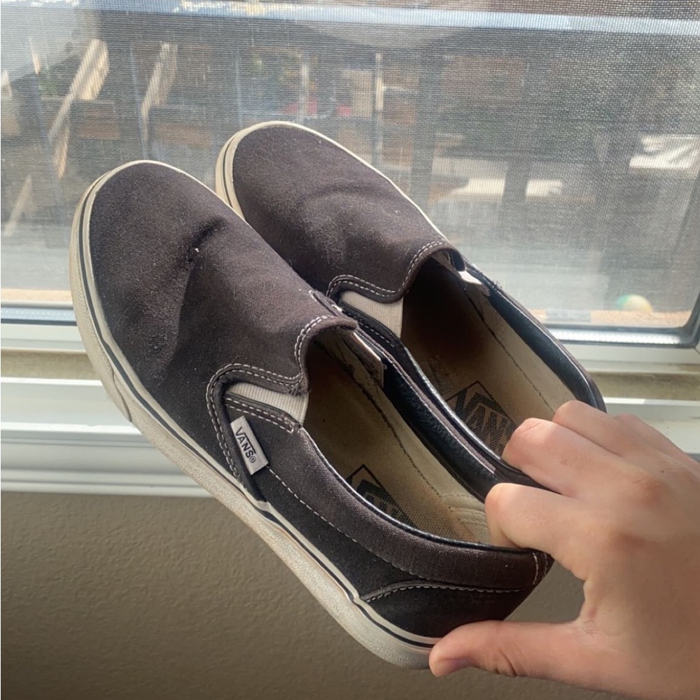 Vans : Black Slip Ons Size 7.5 Women